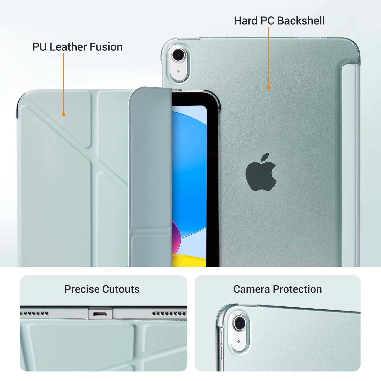 iPad (A16) 11th Gen & 10th Gen Slim Y-Fold Magnetic Stand Case#Color_Celadon Green