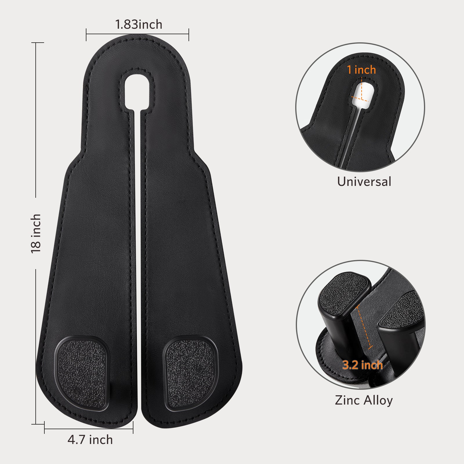 Car Seat Back Hook for Bags Leather Metal 4 Pack Organizer#Color_Wide Version-Black