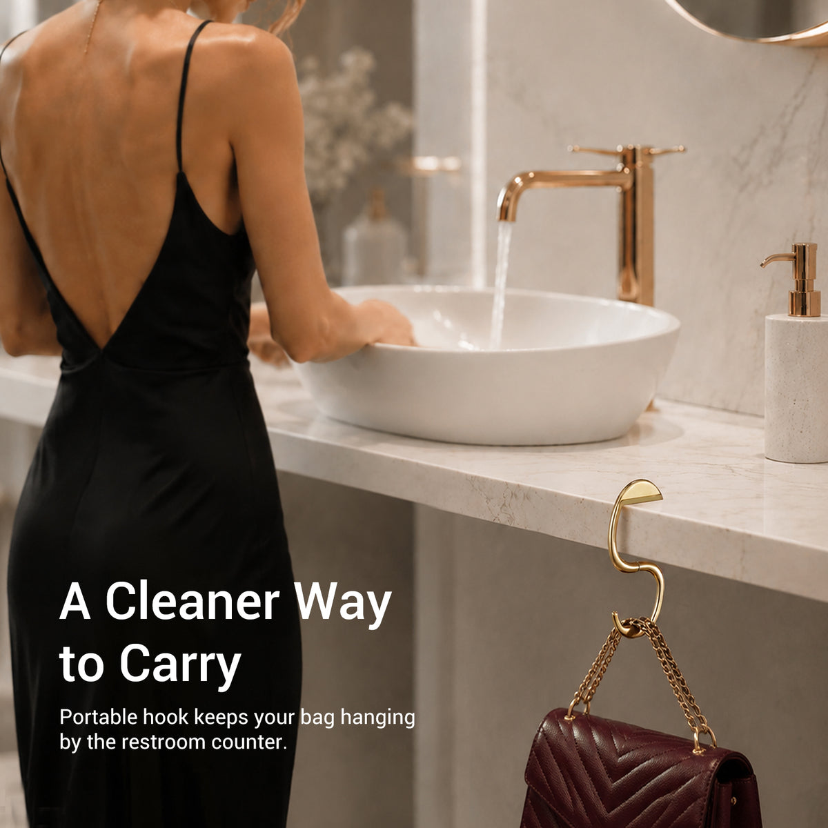 Portable Magnetic Purse Hanger for Tables#Color_Gold