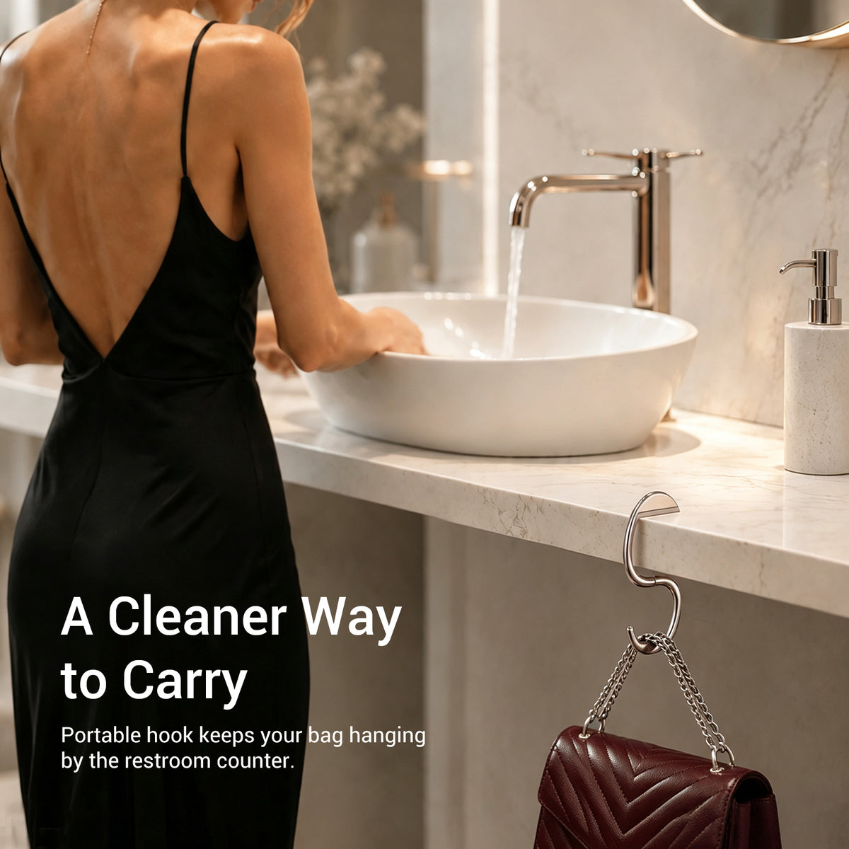 Portable Magnetic Purse Hanger for Tables#Color_Silver