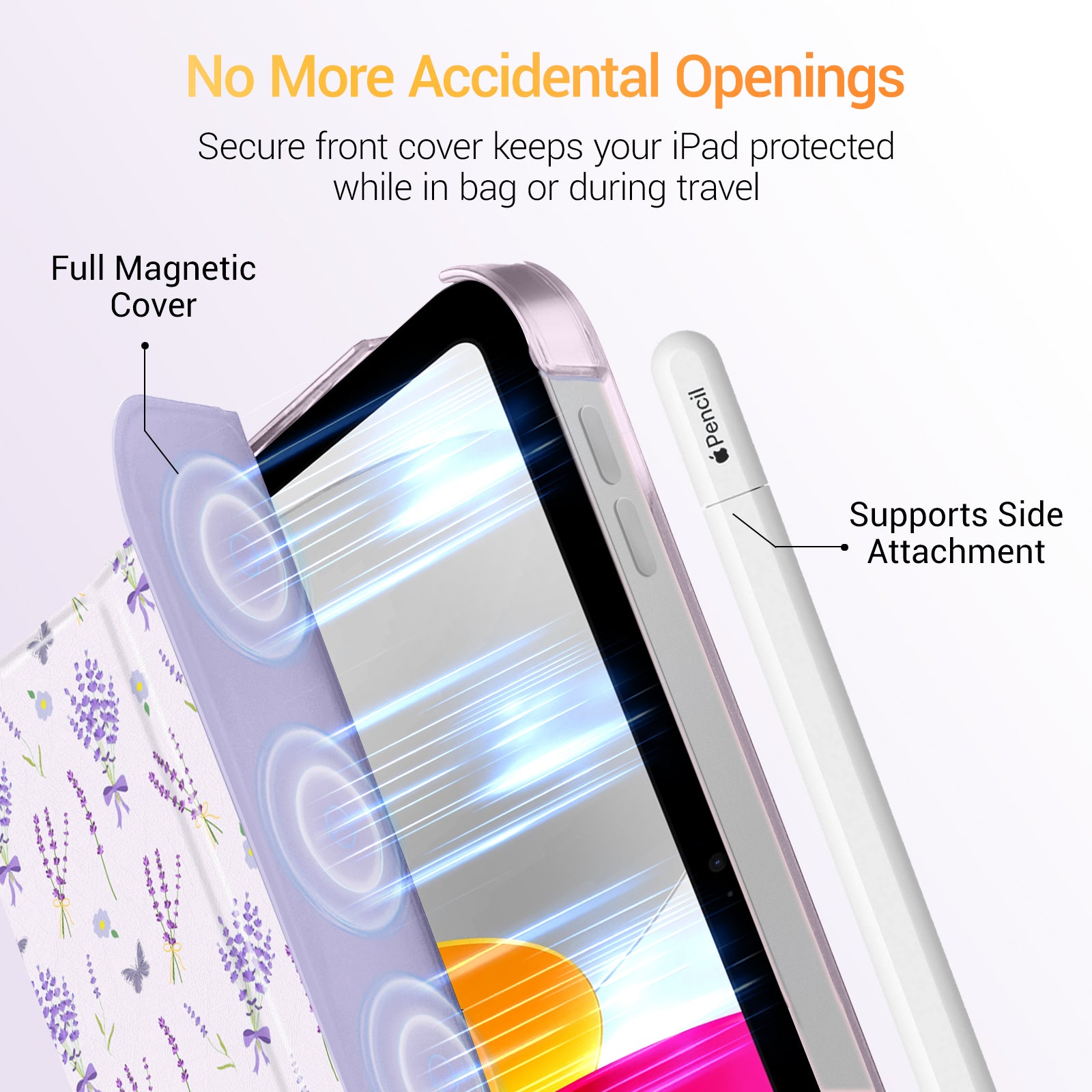iPad 11th Gen (10th Compatible) Slim Stand Cover with Clear Hard Back, Touch ID#Color_Lavender Whisper