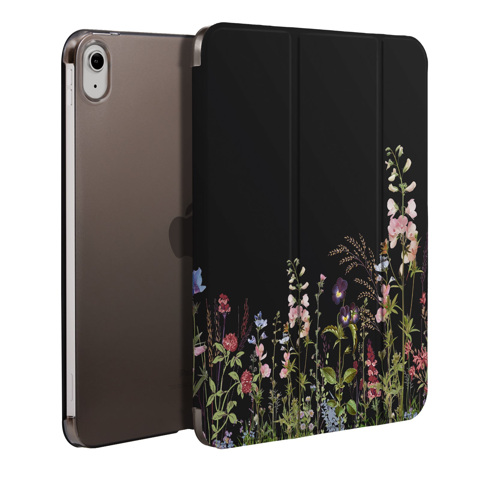 iPad 11th Gen (10th Compatible) Slim Stand Cover with Clear Hard Back, Touch ID#Color_Dark Botanica