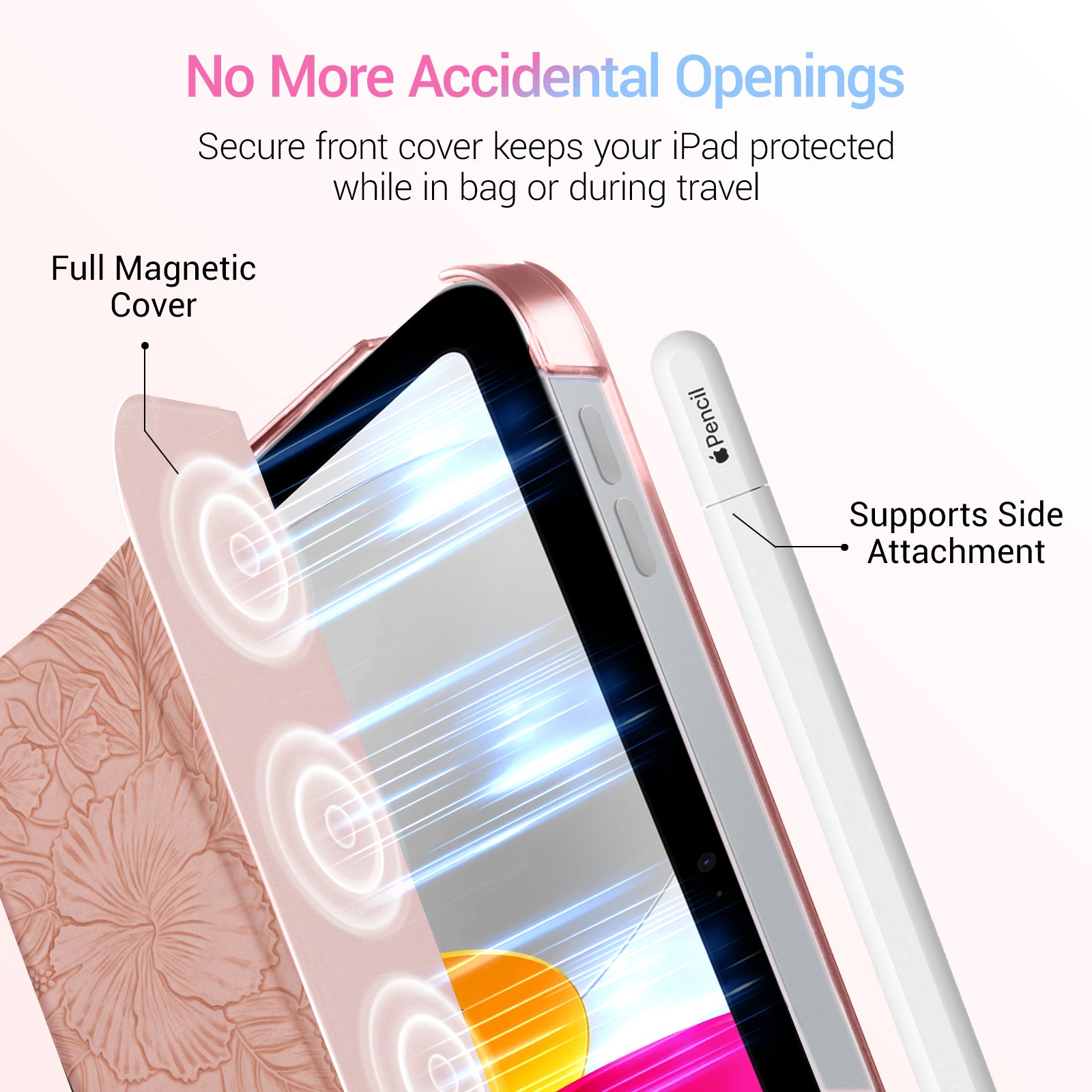 iPad 11th Gen (10th Compatible) Slim Stand Cover with Clear Hard Back, Touch ID#Color_Pink Floral