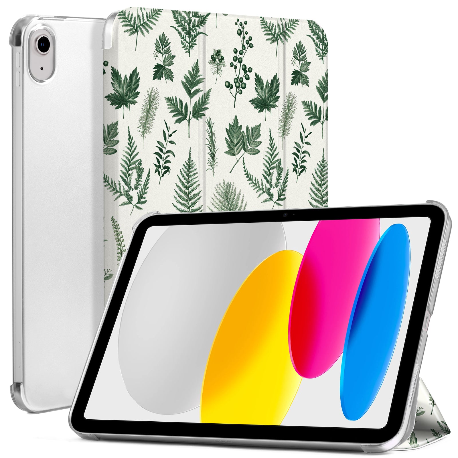 iPad 11th Gen (10th Compatible) Slim Stand Cover with Clear Hard Back, Touch ID#Color_Nature Notes