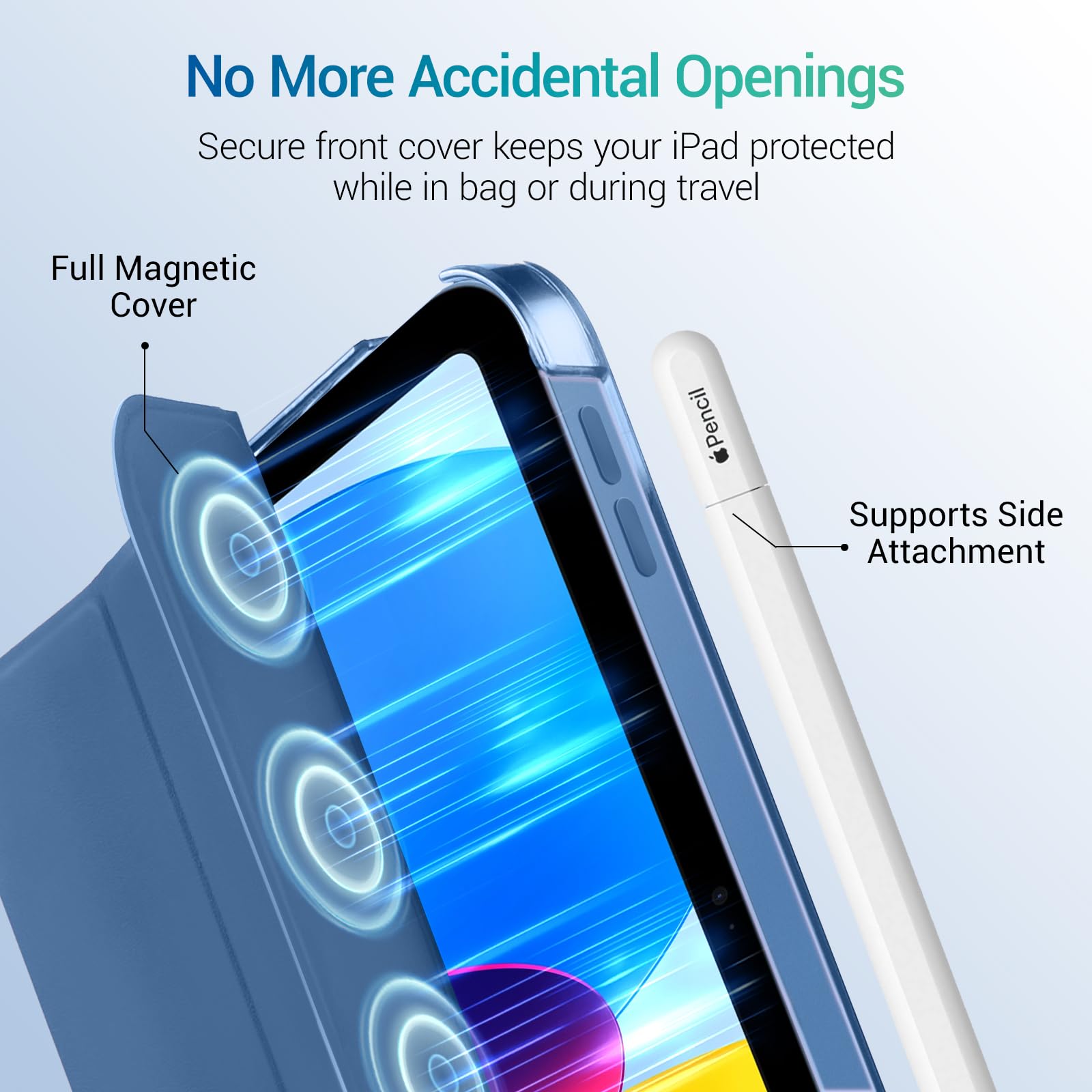 iPad 11th Gen (10th Compatible) Slim Stand Cover with Clear Hard Back, Touch ID#Color_Dark Blue