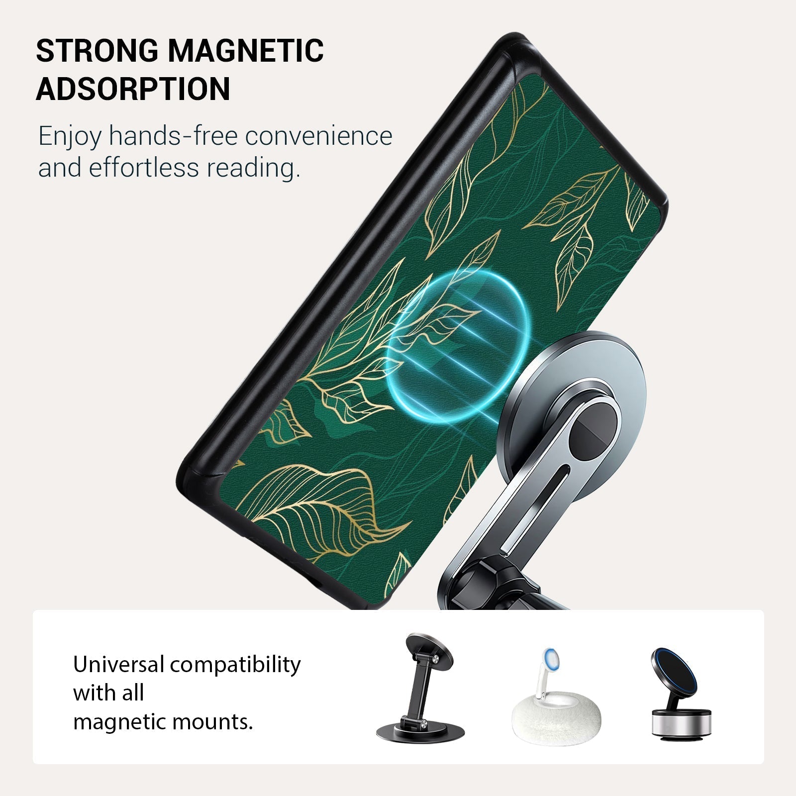 Dark Green Floral Case With Stand For Kindle Paperwhite 12th Gen 7 inch