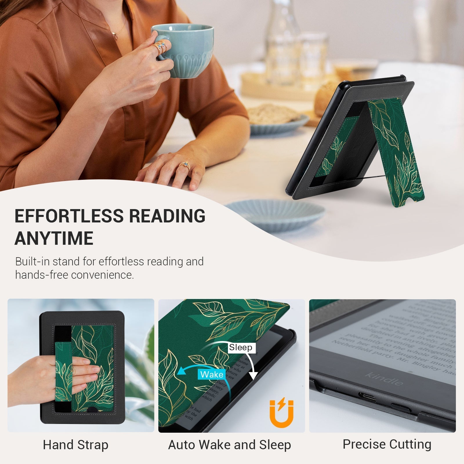 Kindle Paperwhite 12th Gen (2024 7 inch) Voltage Stand#Color_Dark Green Floral