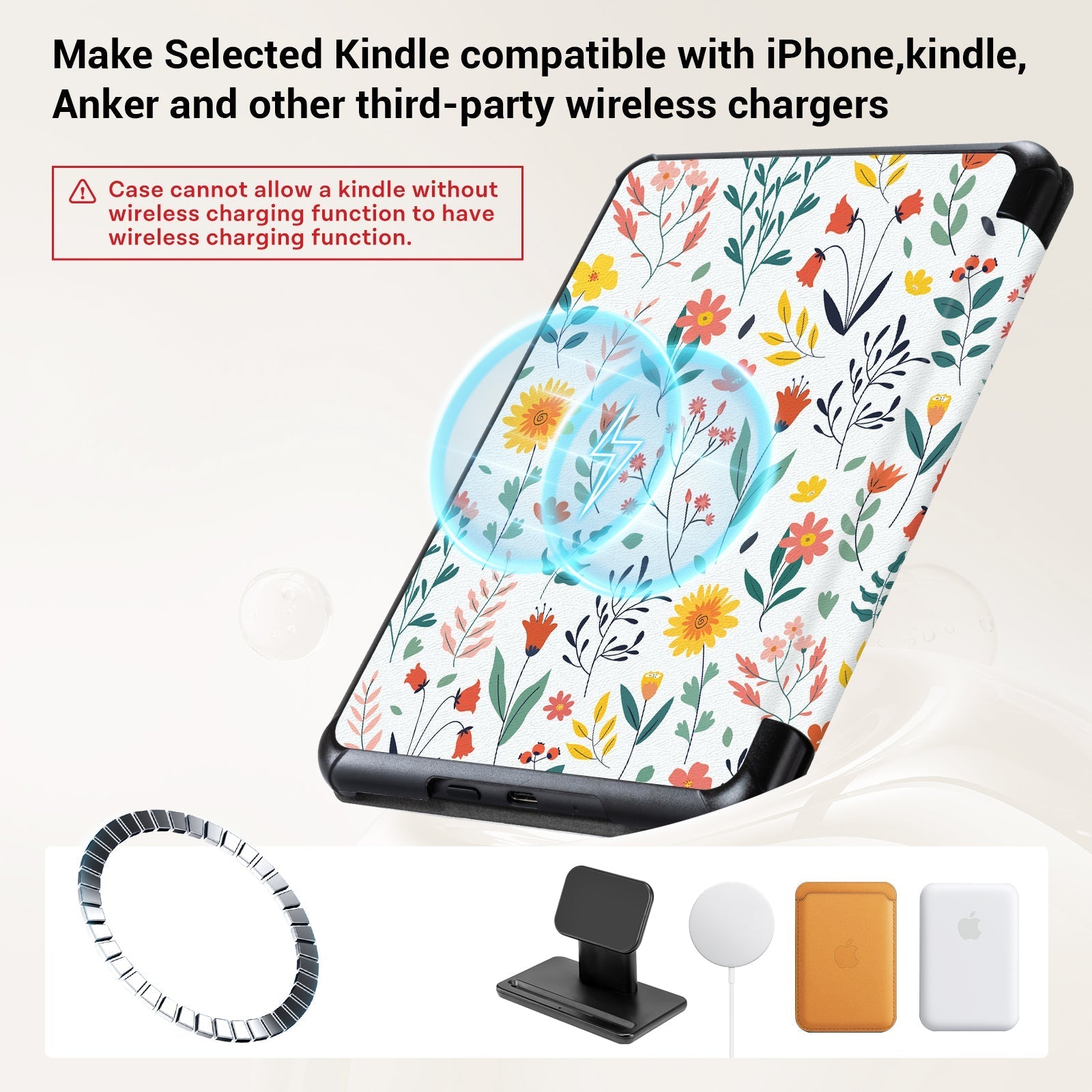 Kindle Paperwhite 12th Gen (2024 7 inch) Voltage Stand#Color_White Flower
