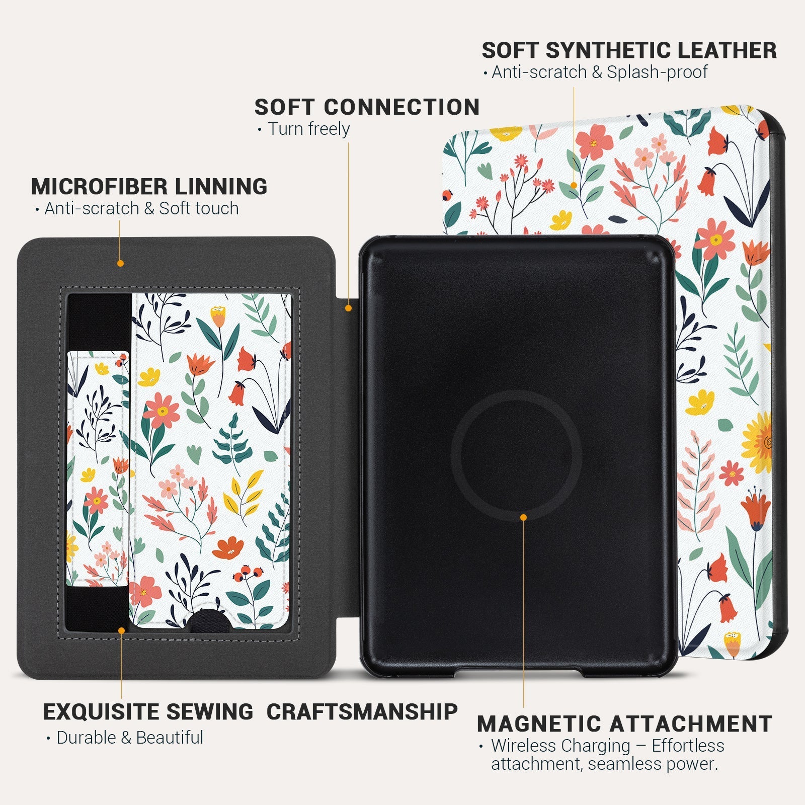 Kindle Paperwhite 12th Gen (2024 7 inch) Voltage Stand#Color_White Flower