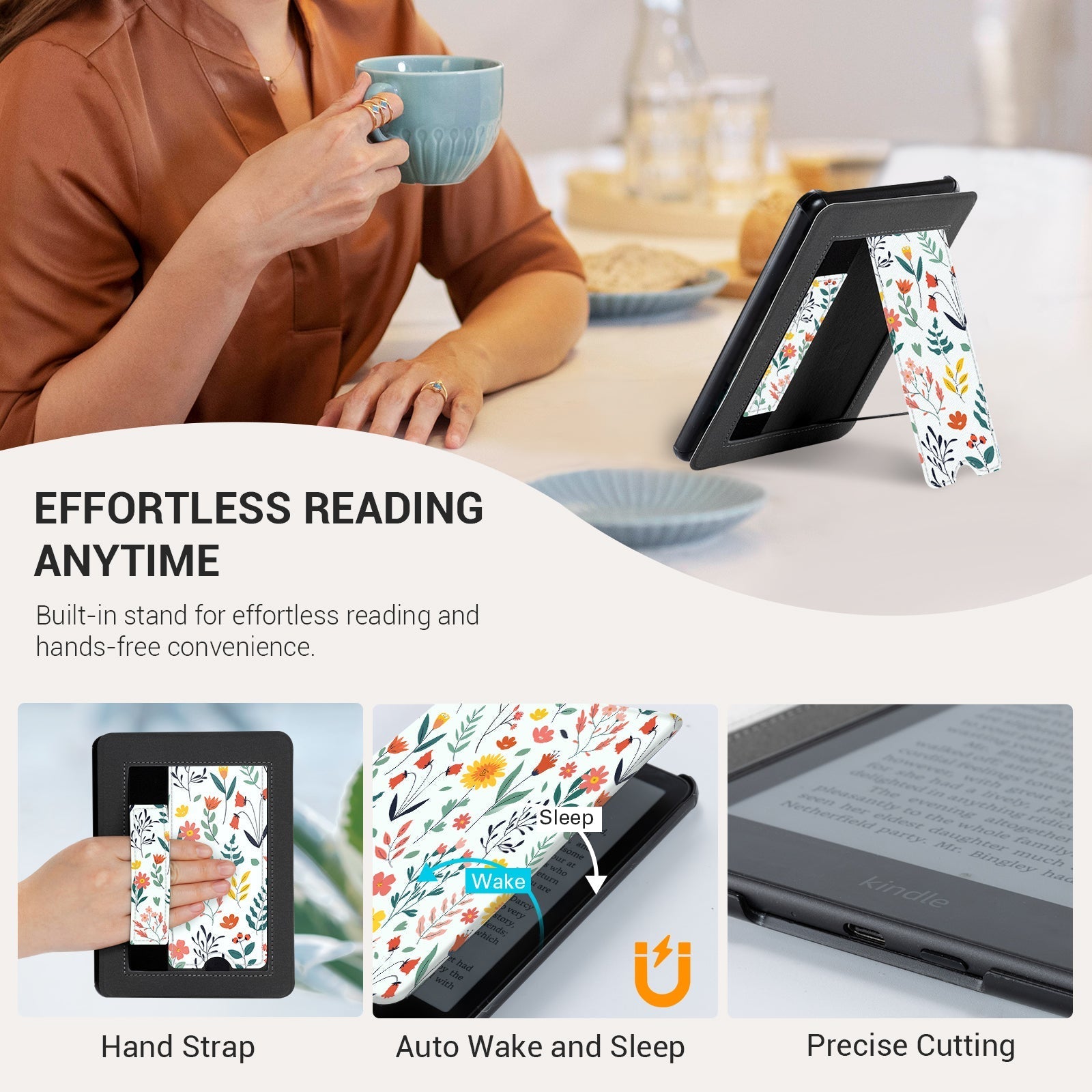 Kindle Paperwhite 12th Gen (2024 7 inch) Voltage Stand#Color_White Flower