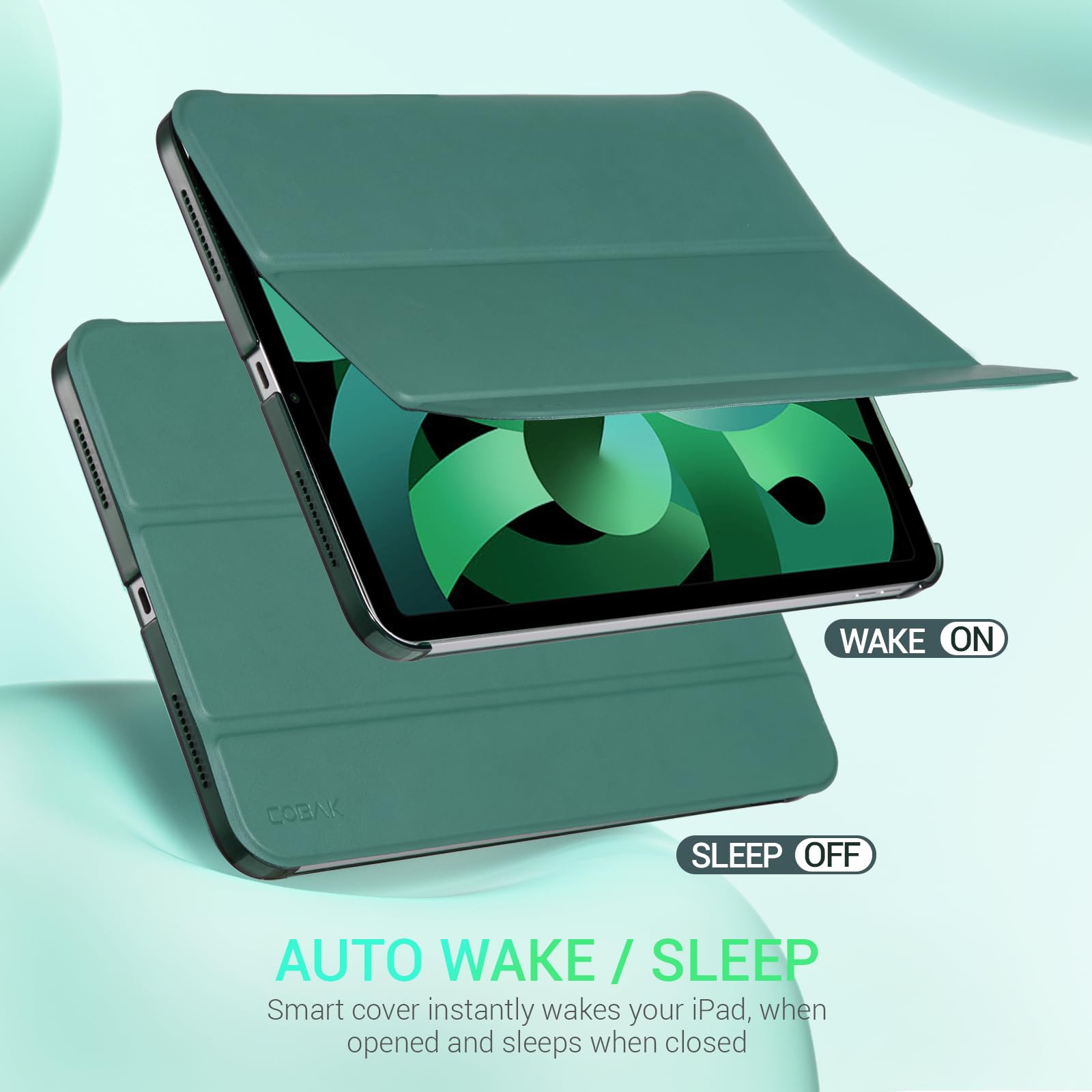 iPad 11th Gen (10th Compatible) Slim Stand Cover with Clear Hard Back, Touch ID#Color_Emerald