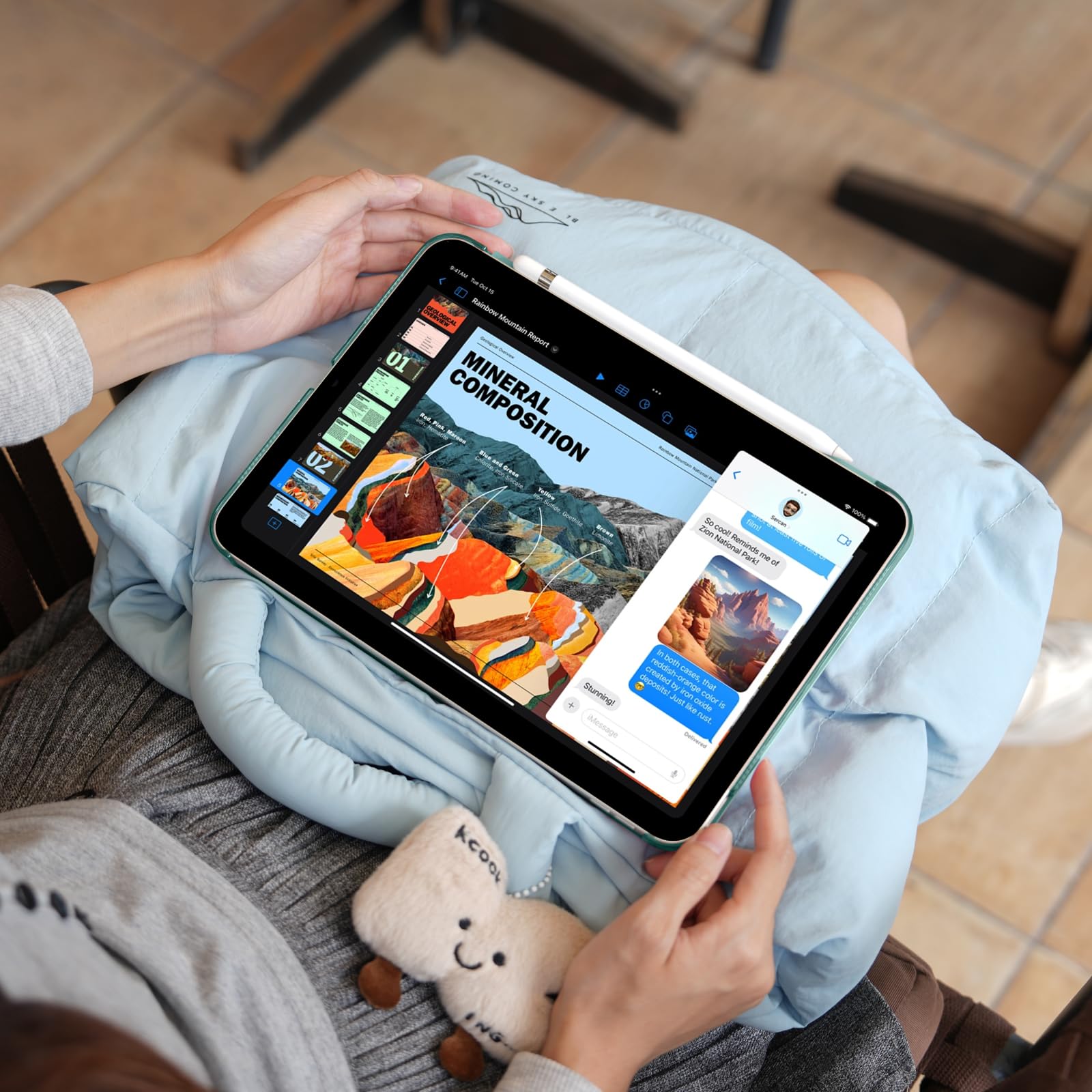 iPad 11th Gen (10th Compatible) Slim Stand Cover with Clear Hard Back, Touch ID#Color_Emerald