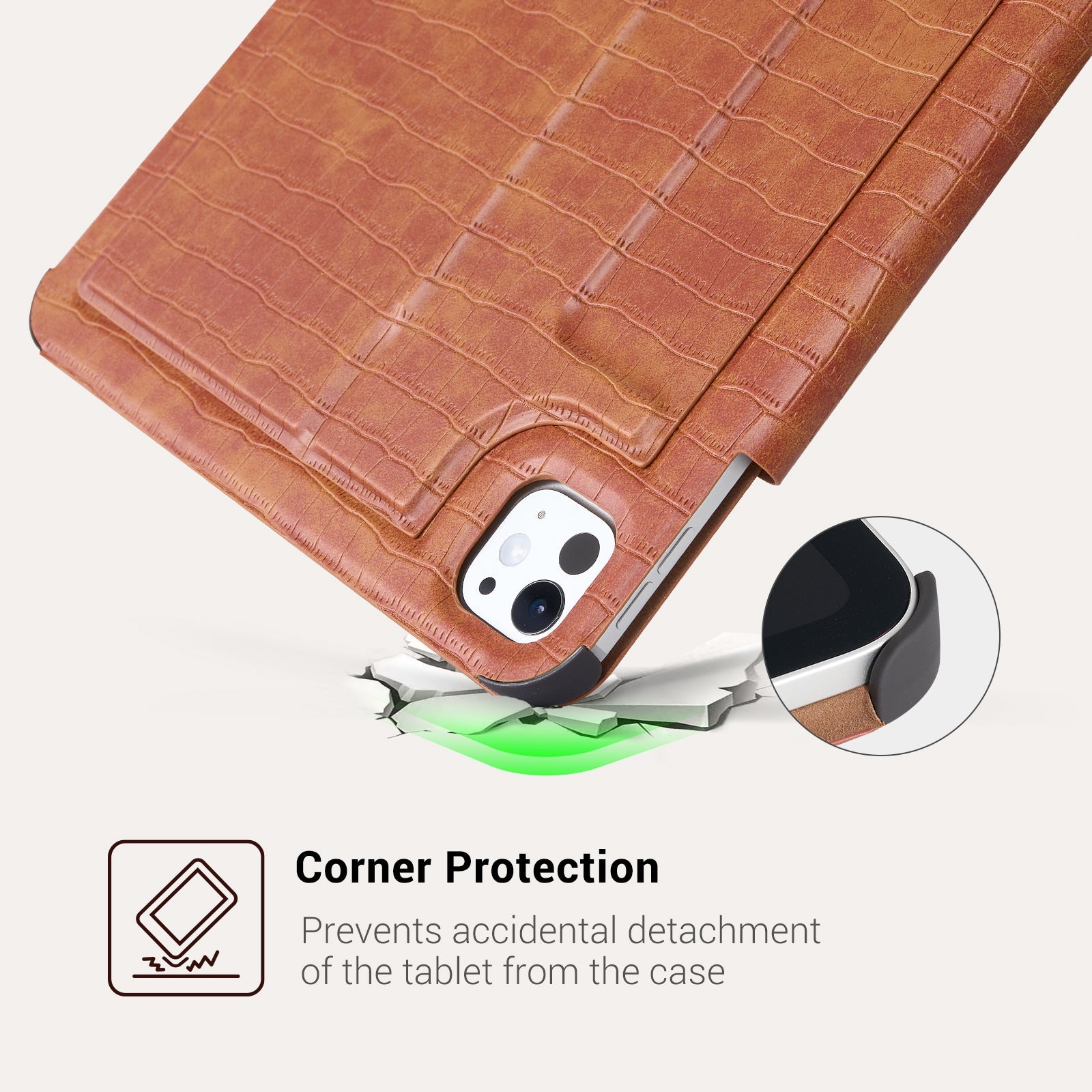 Essentials Croc iPad Pro 15 Magnetic with Stand#Color_Brown
