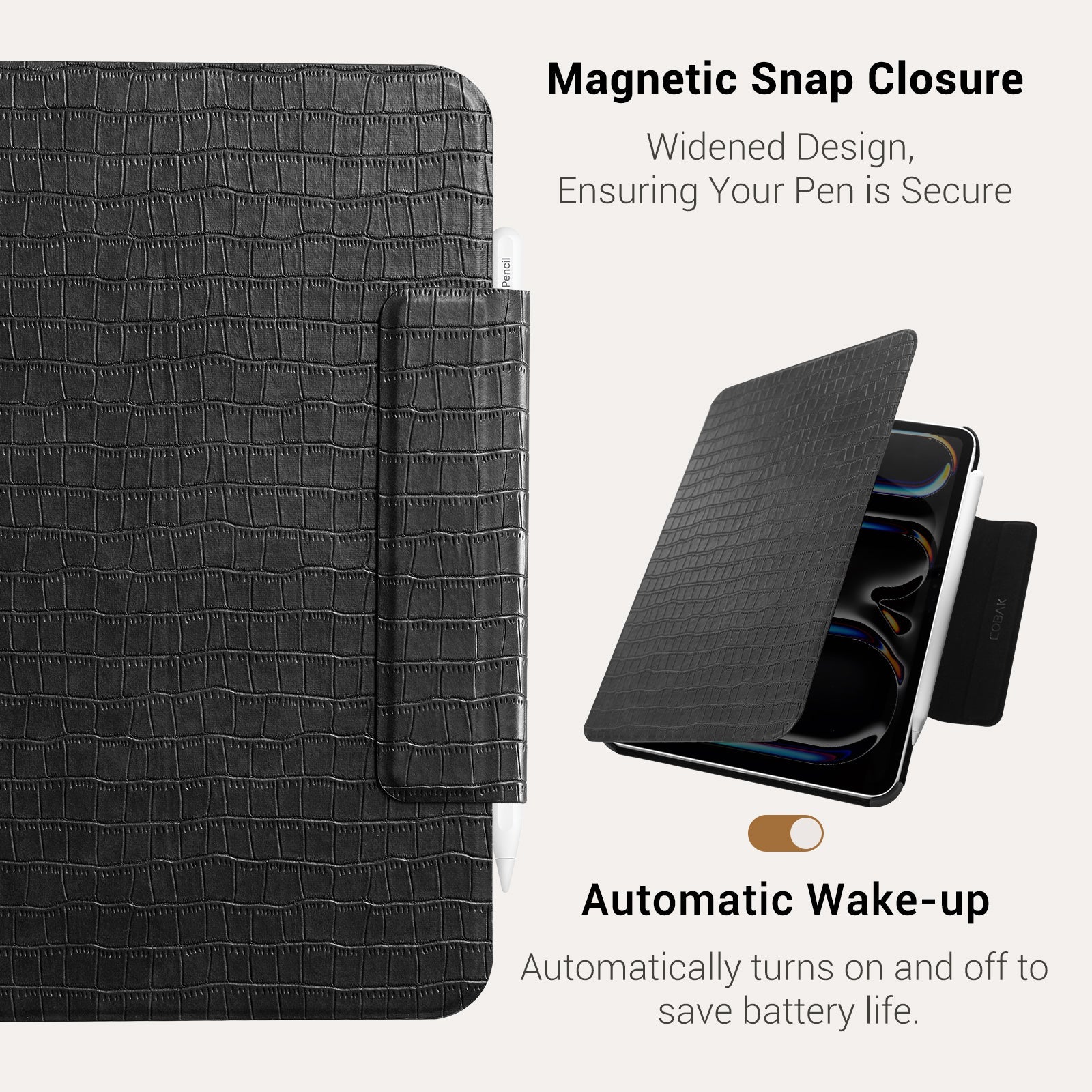 Essentials Croc iPad Pro 13 Magnetic with Stand#Color_Black