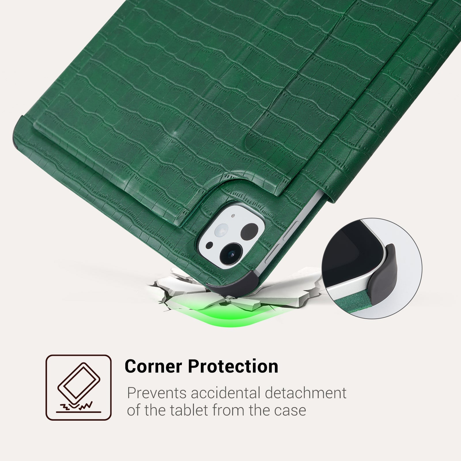 Essentials Croc iPad Pro 15 Magnetic with Stand#Color_Emerald