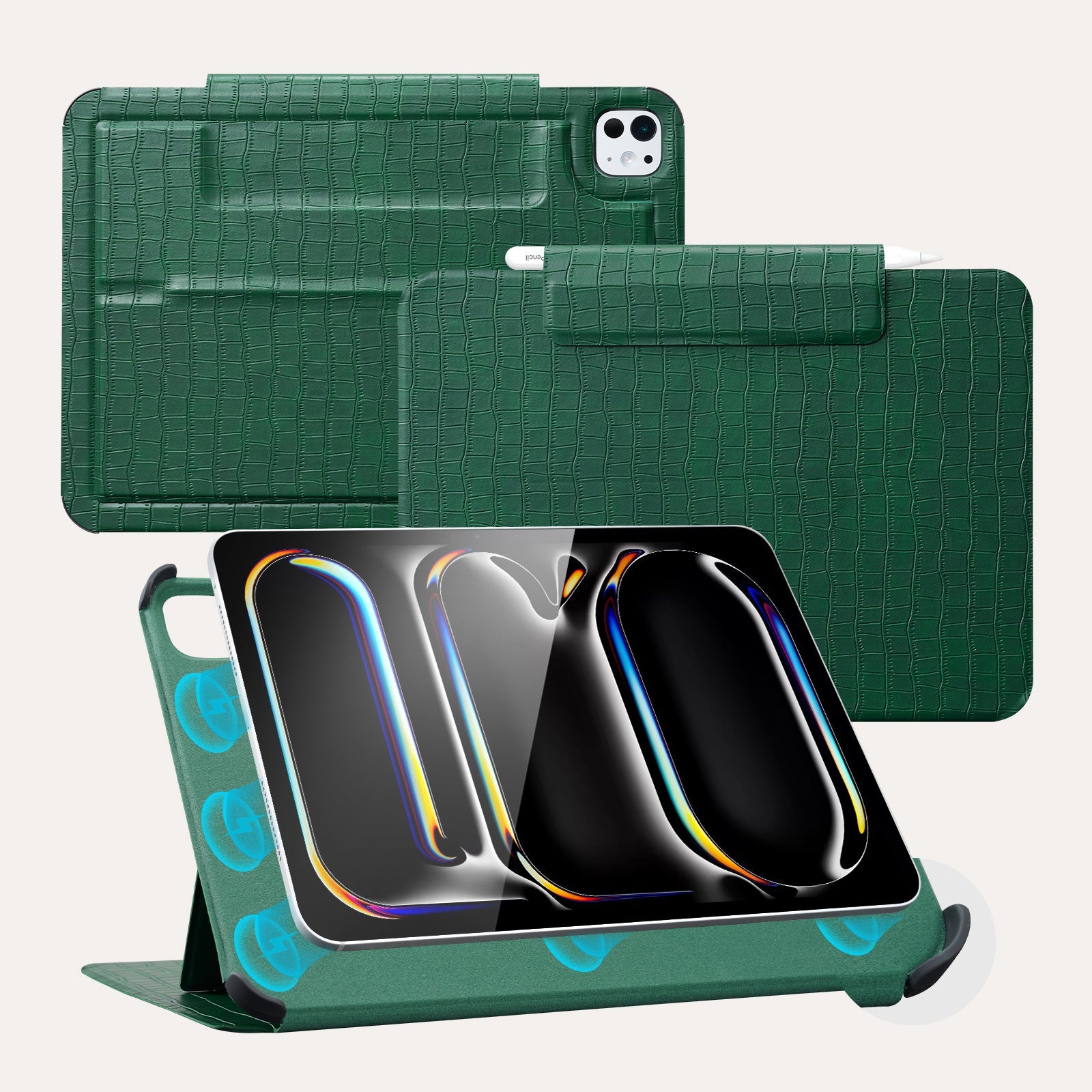 Essentials Croc iPad Pro 18 Magnetic with Stand#Color_Emerald