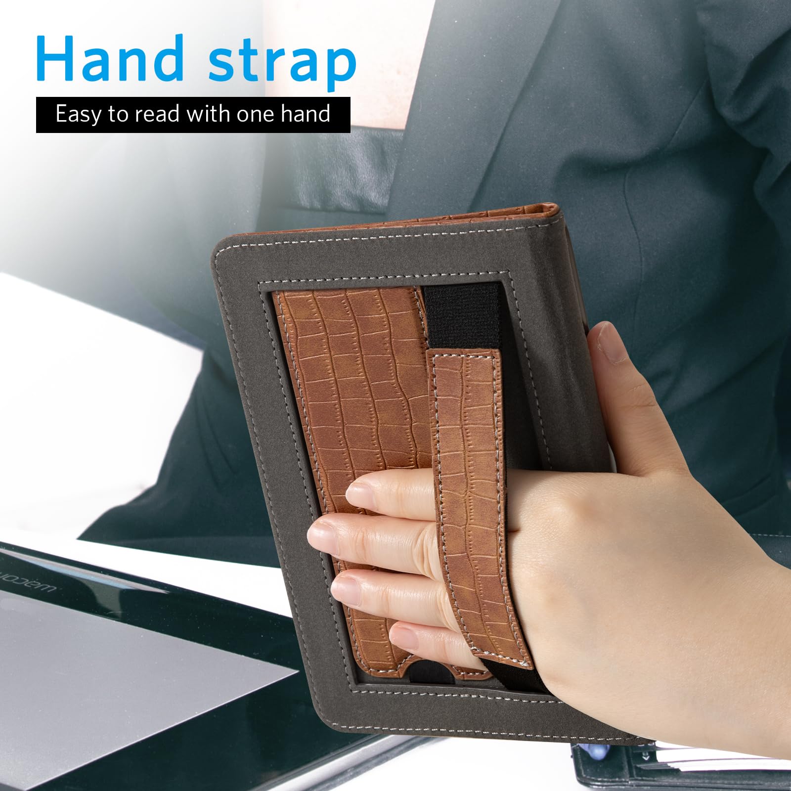Essentials Croco 6 Inch Kindle Stand#Color_Croco Brown
