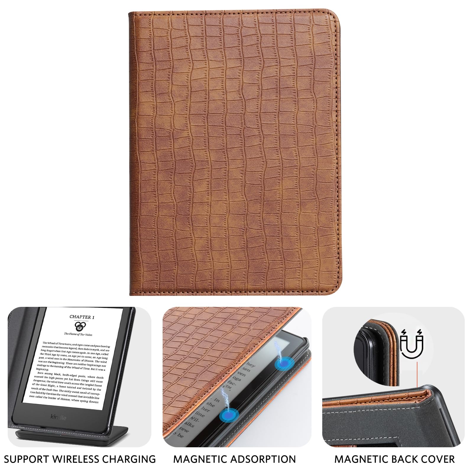 Essentials Croco 6 Inch Kindle Stand#Color_Croco Brown