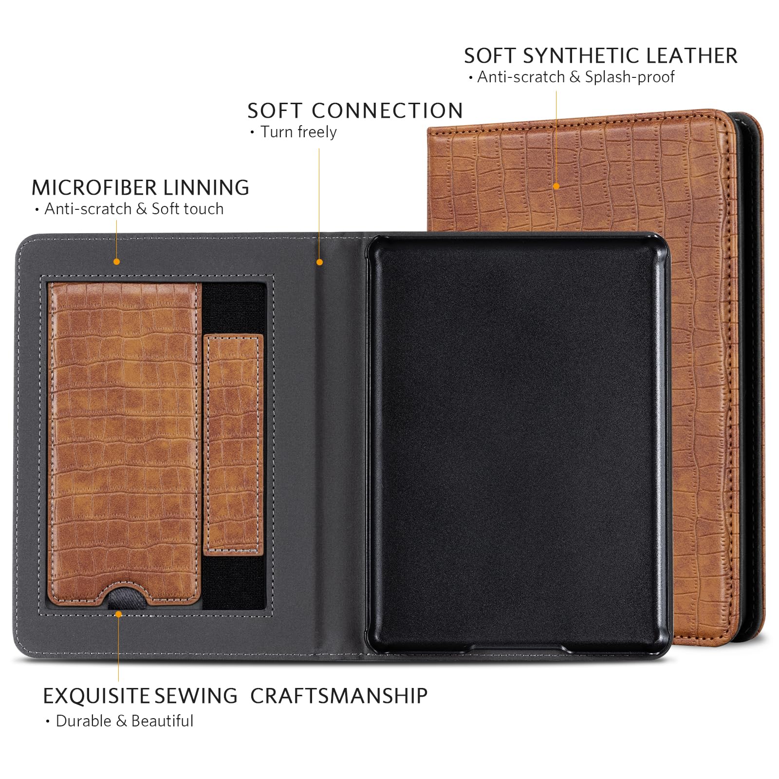 Essentials Croco 6 Inch Kindle Stand#Color_Croco Brown