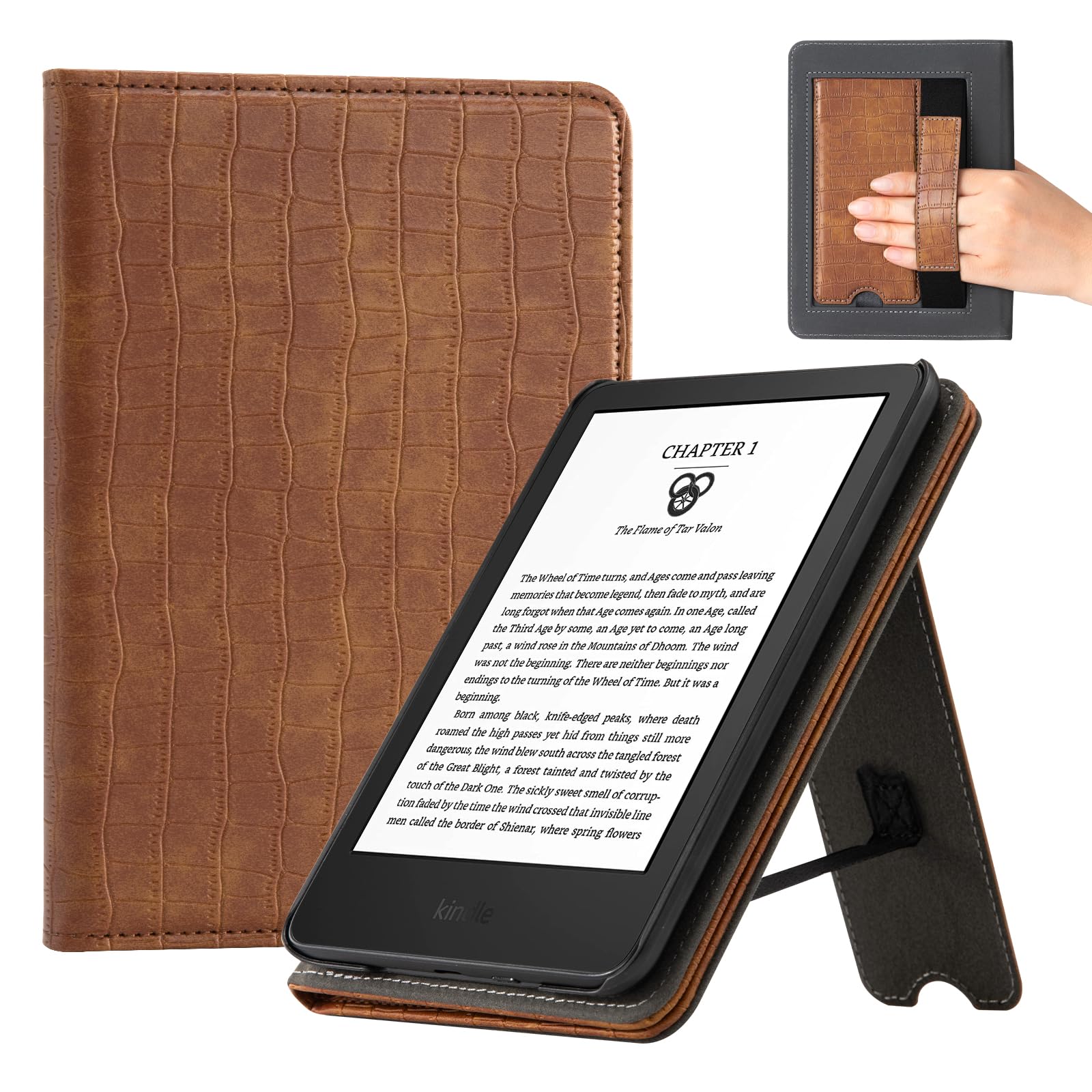 Essentials Croco 6 Inch Kindle Stand#Color_Croco Brown