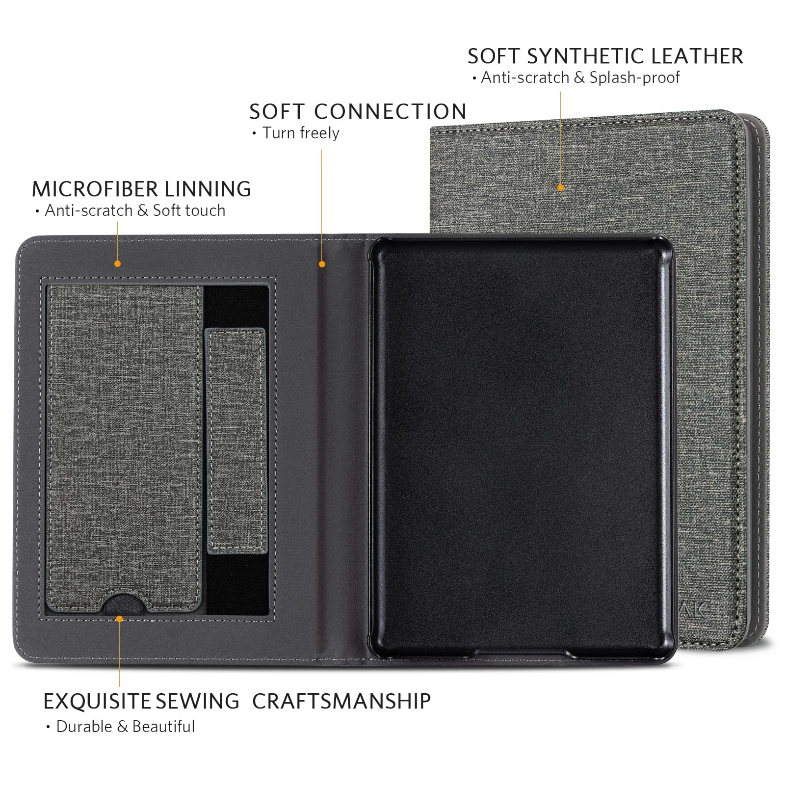 Essentials Fabric 6 Inch Kindle Stand#Color_Gray