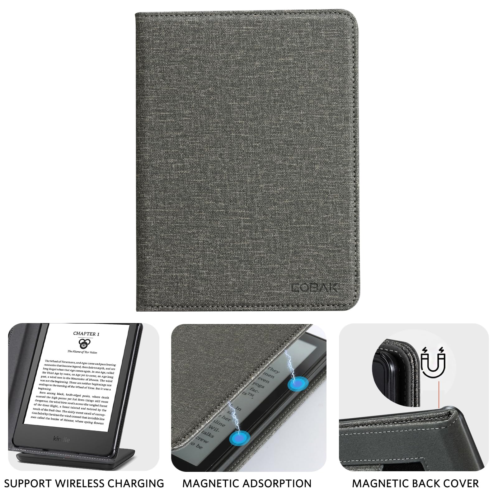 Essentials Fabric 6 Inch Kindle Stand#Color_Gray