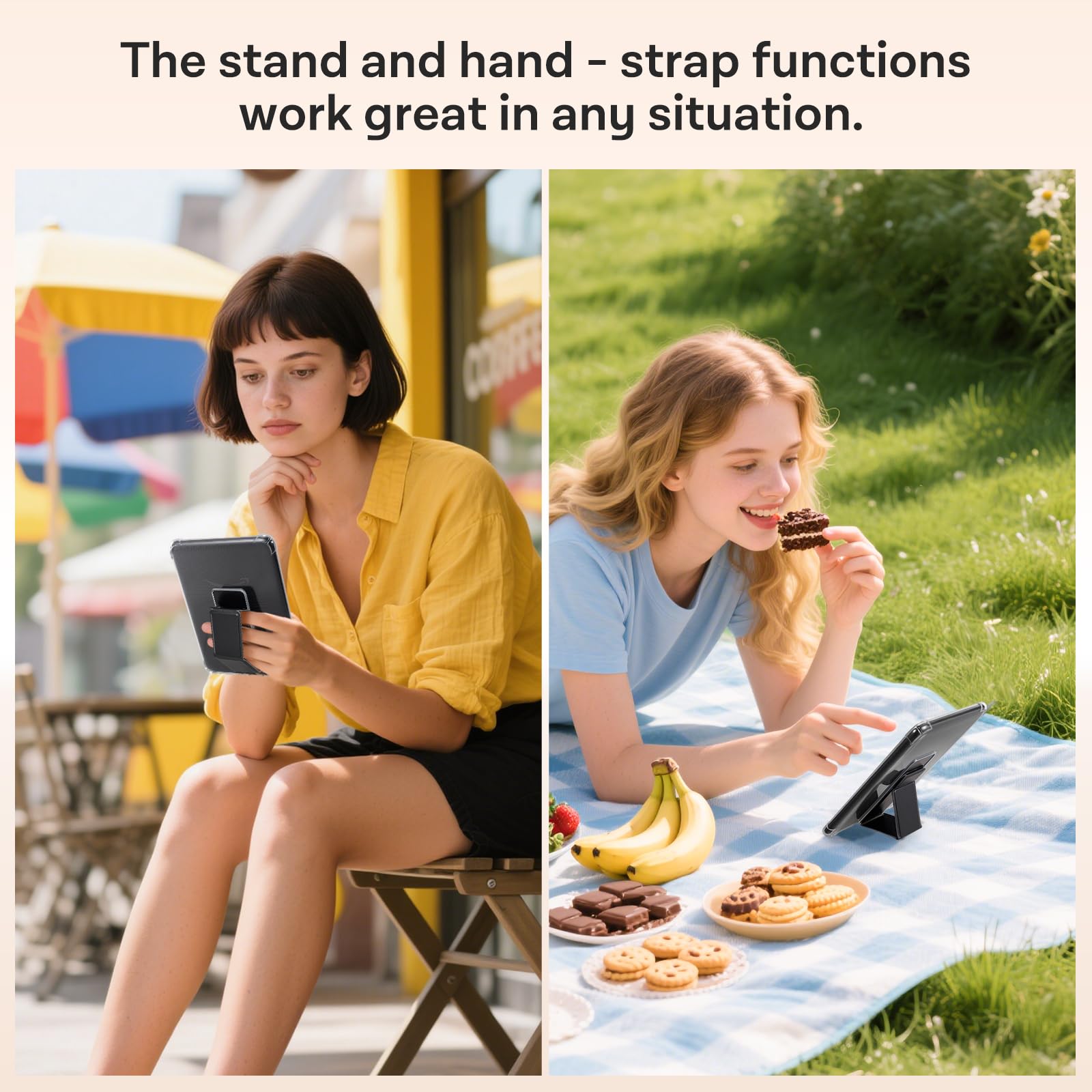 Essentials Kindle Paperwhite 6th Hand Strap with stand#Color_Black