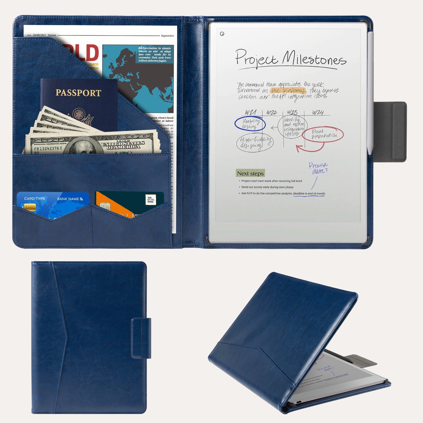 Essentials Leather reMarkable Pro-Edge#Color_Navy Blue