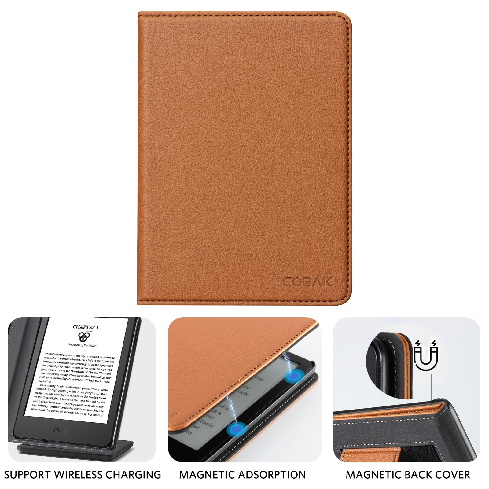 Essentials Lychee Pattern 6 Inch Kindle Stand#Color_Brown