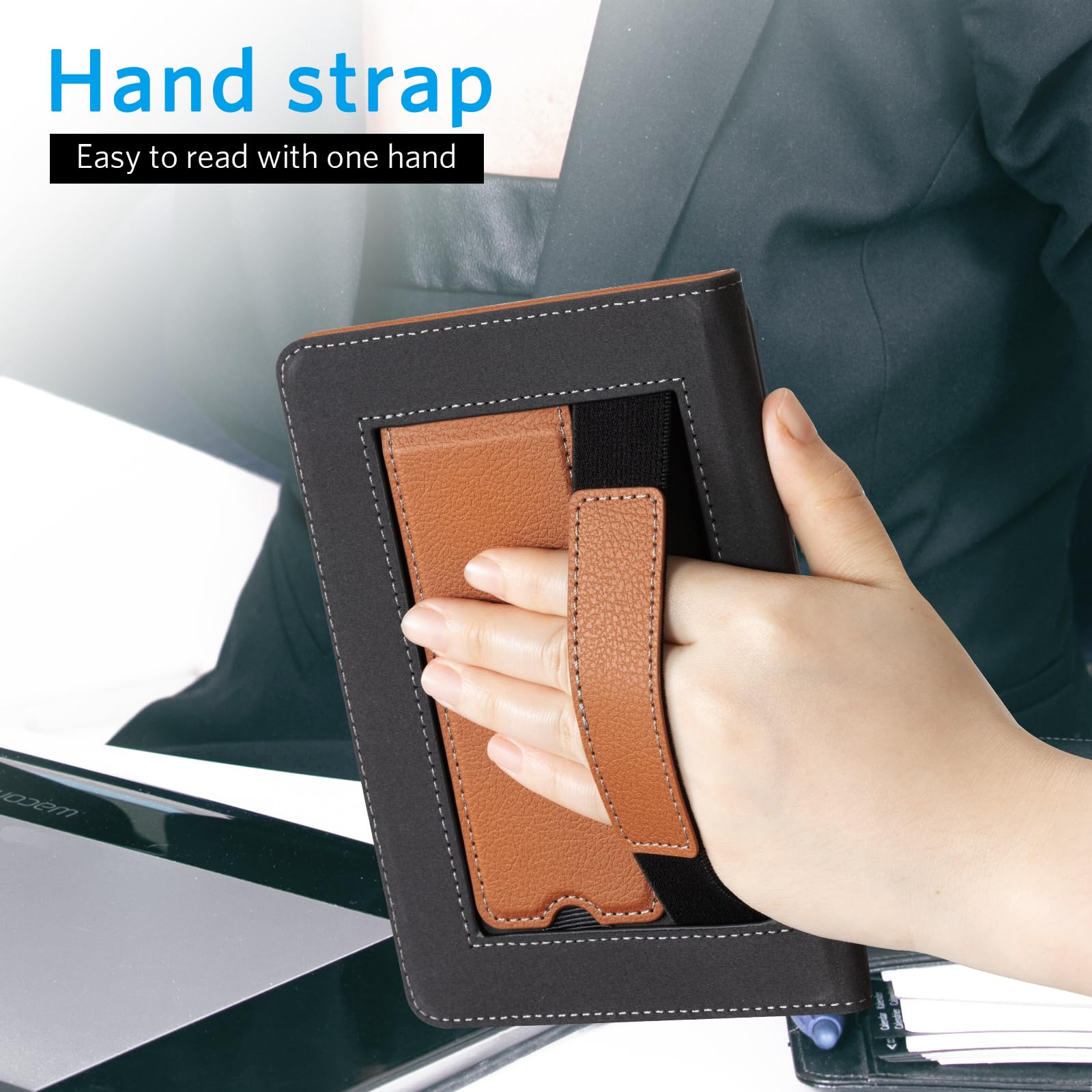 Essentials Lychee Pattern 6 Inch Kindle Stand#Color_Brown