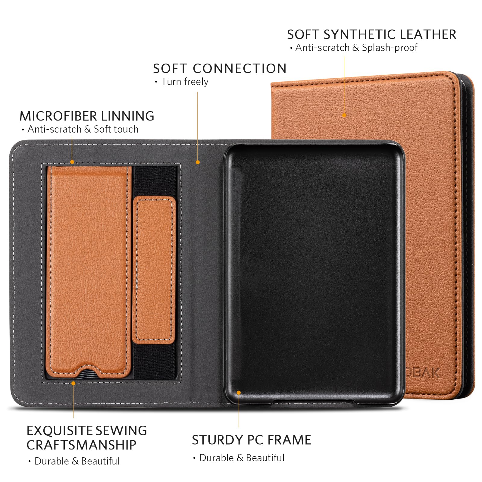 Essentials Lychee Pattern 6 Inch Kindle Stand#Color_Brown