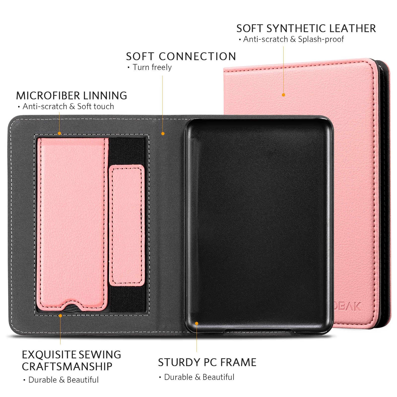 Essentials Lychee Pattern 6 Inch Kindle Stand#Color_Pink