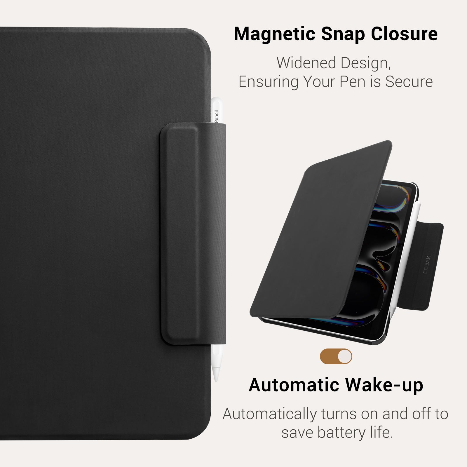 Essentials Matte iPad Pro 11-2024 Magnetic with Stand#Color_Black
