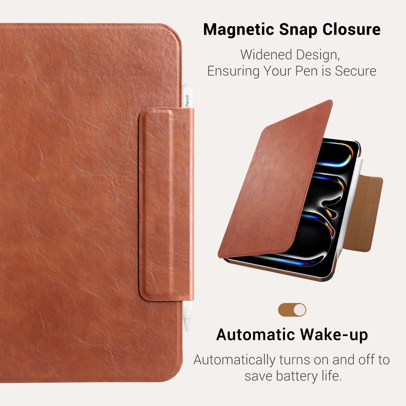 Essentials Matte iPad Pro 11-2024 Magnetic with Stand#Color_Brown