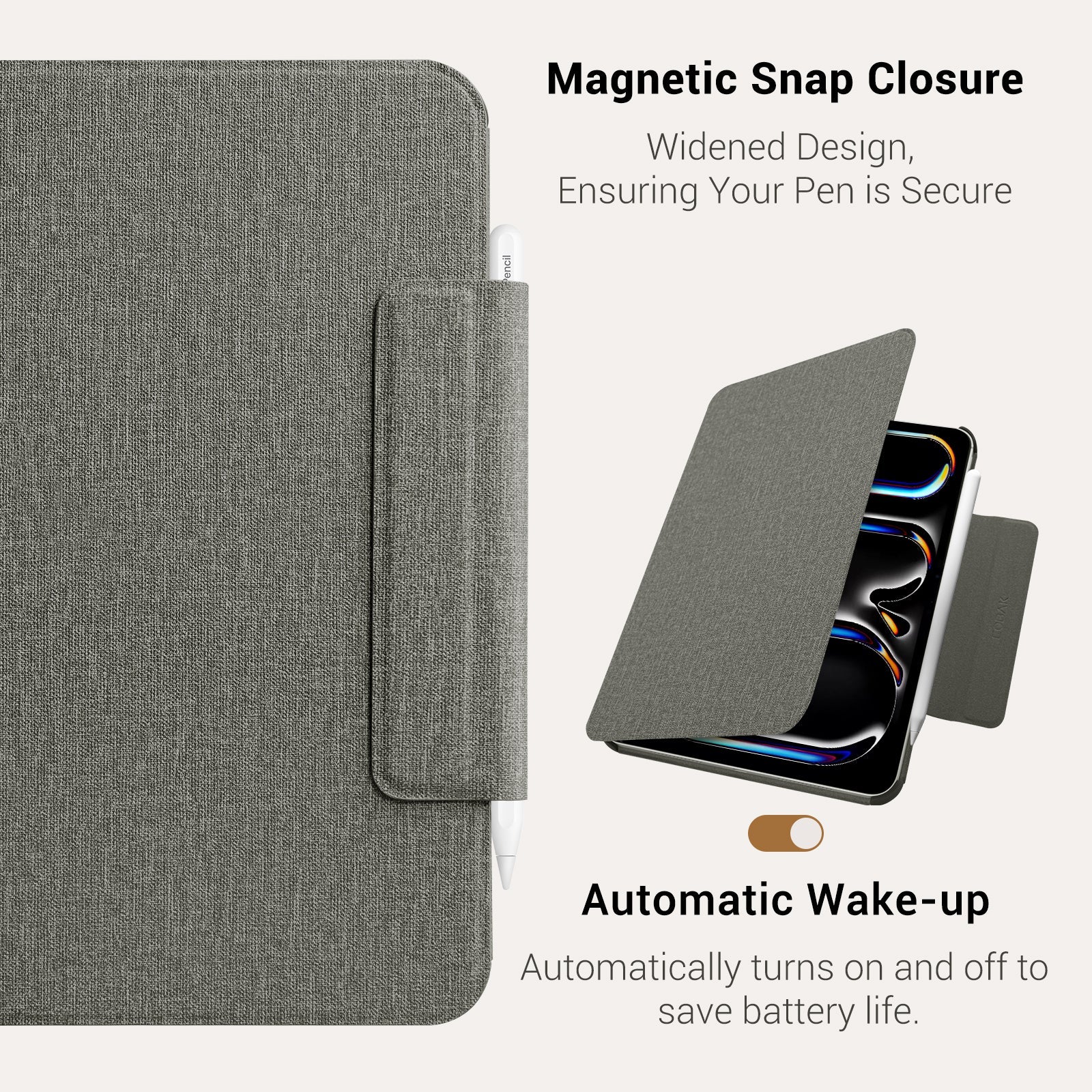 Essentials Matte iPad Pro 11-2024 Magnetic with Stand#Color_Gray