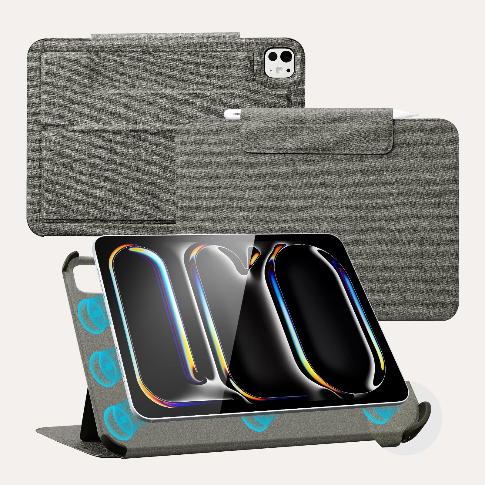 Essentials Matte iPad Pro 11-2024 Magnetic with Stand#Color_Gray