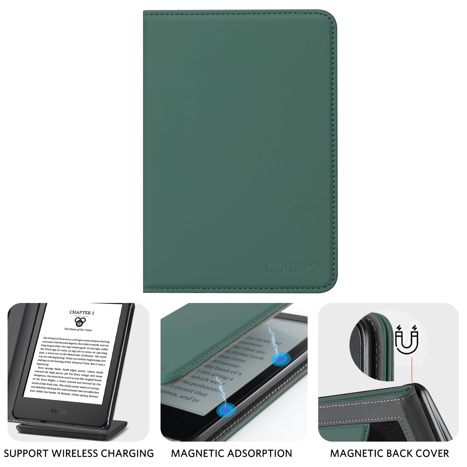 Essentials Rustic Serenity 6 Inch Kindle Stand#Color_Dark Green