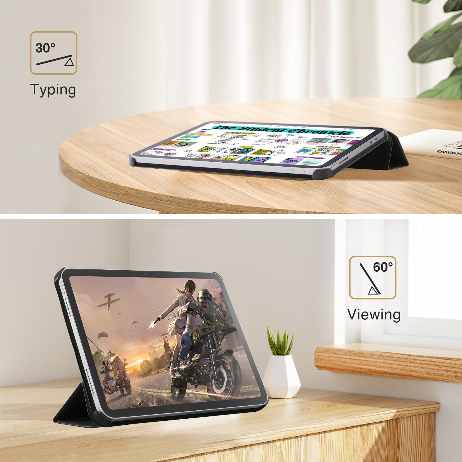 Essentials iPad (A16) tri-fold-Magnetic#Color Black