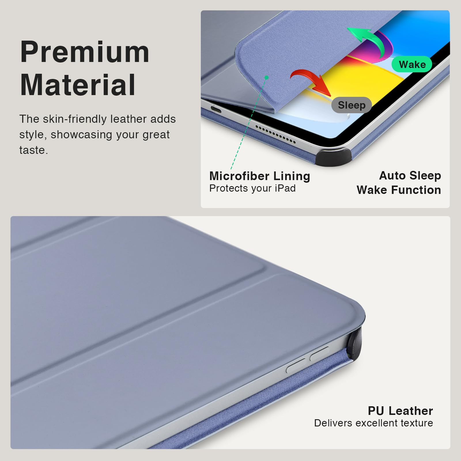 Essentials iPad (A16) tri-fold-Magnetic#Color lilac