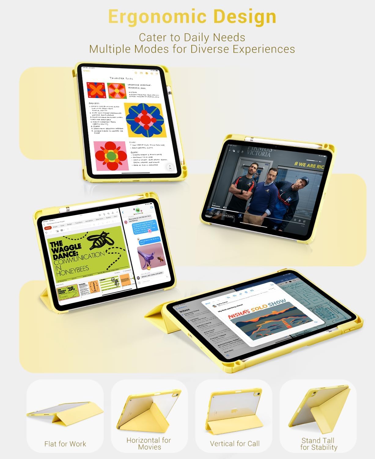 iPad 11th Gen (A16) 11" (2025) & 10th Gen 10.9" (2022) Case With Magnetic Stand#Color_Bright Yellow