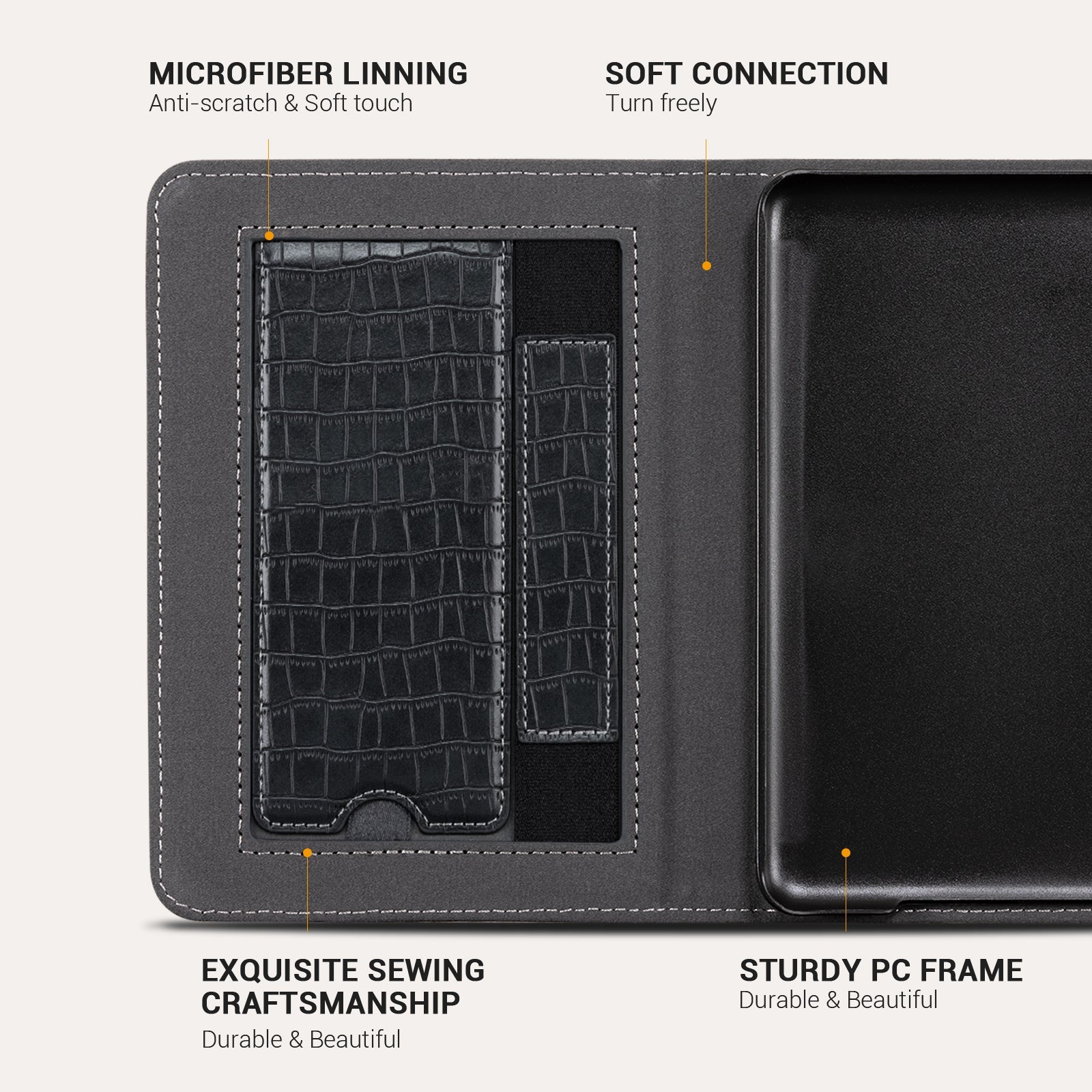Kindle Basic (2022/2024 6 INCH) Case With Stand#Color_Croco Black