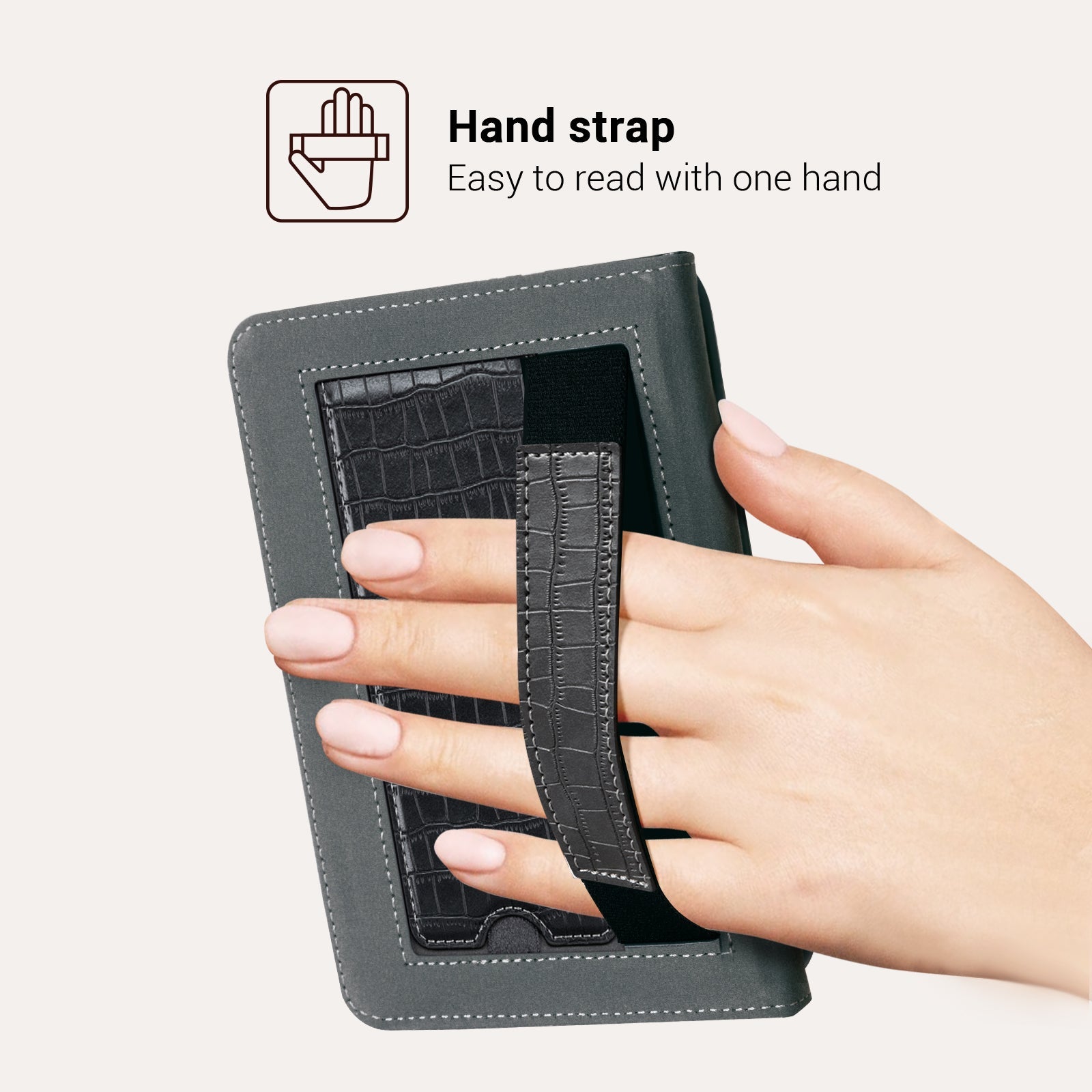 Kindle Basic (2022/2024 6 INCH) Case With Stand#Color_Croco Black