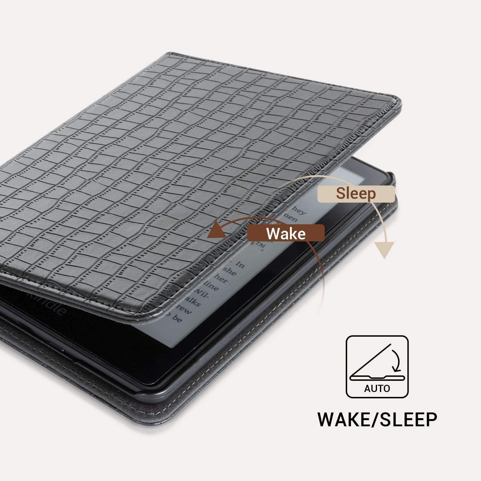 Kindle Basic (2022/2024 6 INCH) Case With Stand#Color_Croco Black