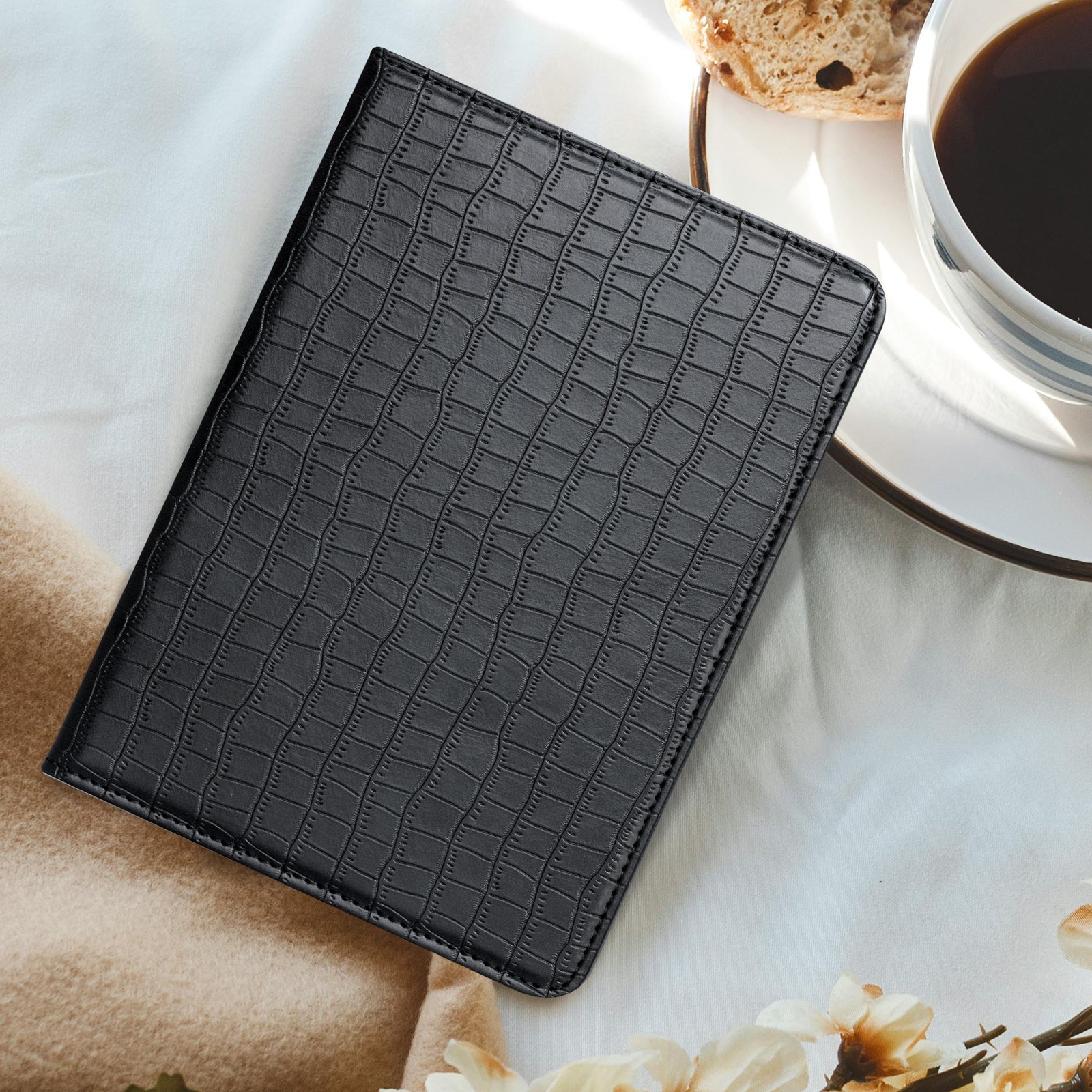 Kindle Basic (2022/2024 6 INCH) Case With Stand#Color_Croco Black