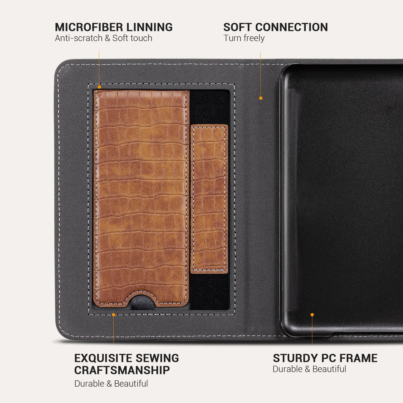 Kindle Basic (2022/2024 6 INCH) Case With Stand#Color_Croco Brown