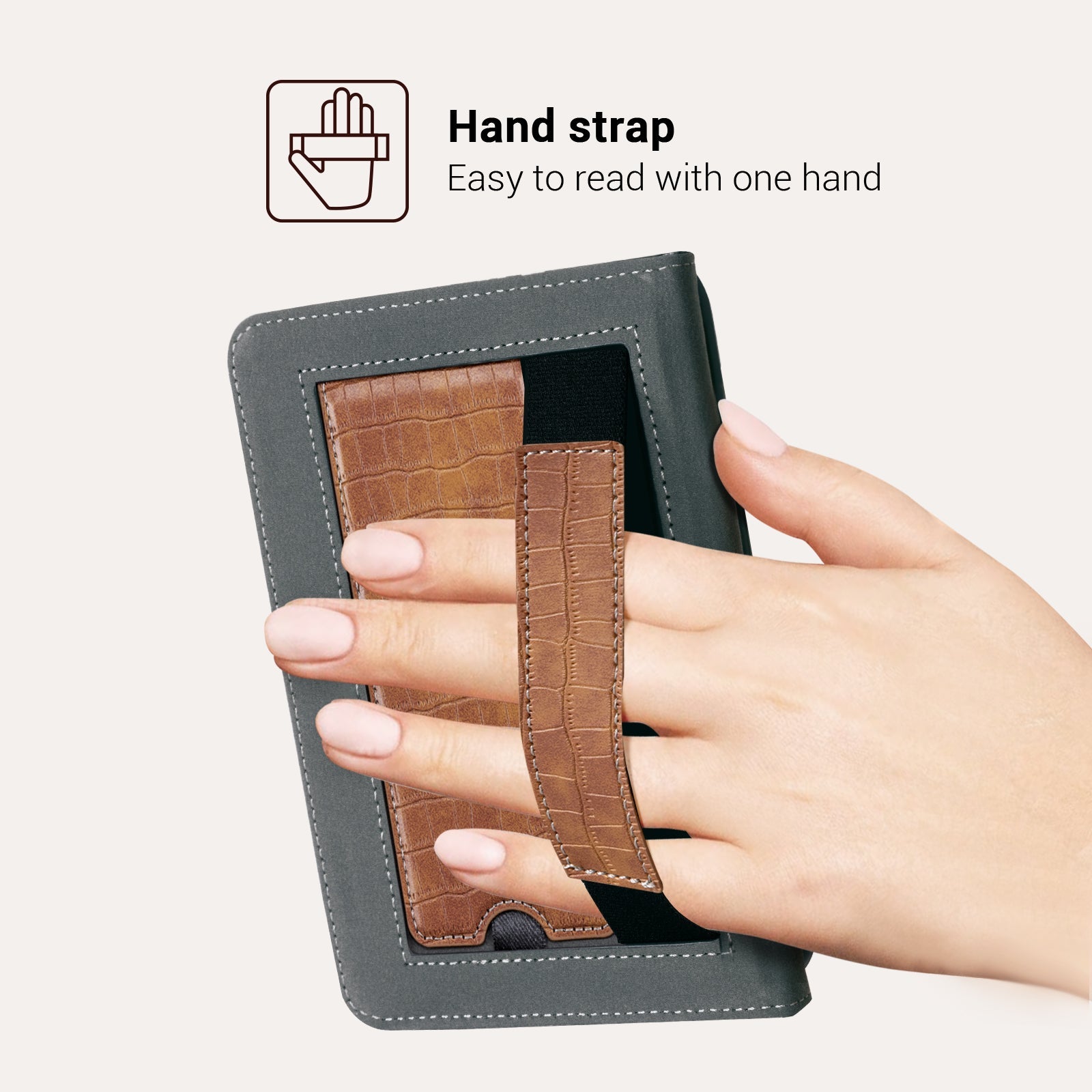 Kindle Basic (2022/2024 6 INCH) Case With Stand#Color_Croco Brown