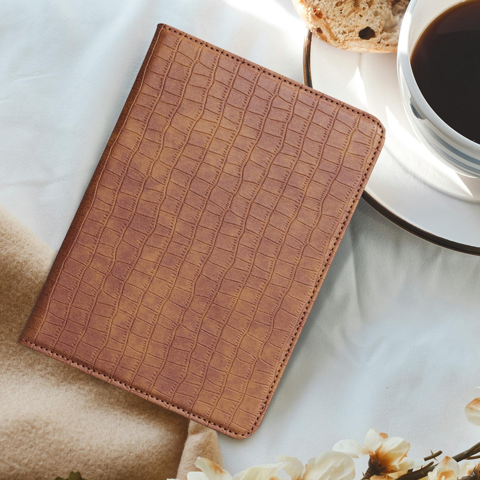 Kindle Basic (2022/2024 6 INCH) Case With Stand#Color_Croco Brown
