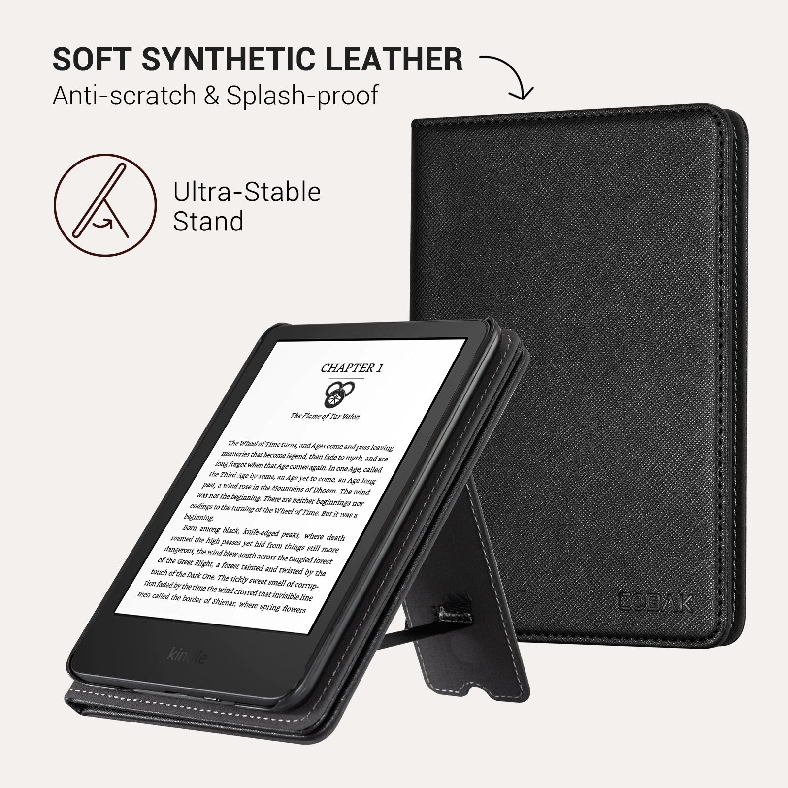 Kindle Basic (2022/2024 6 INCH) Case With Stand#Color_Cross Texture Black
