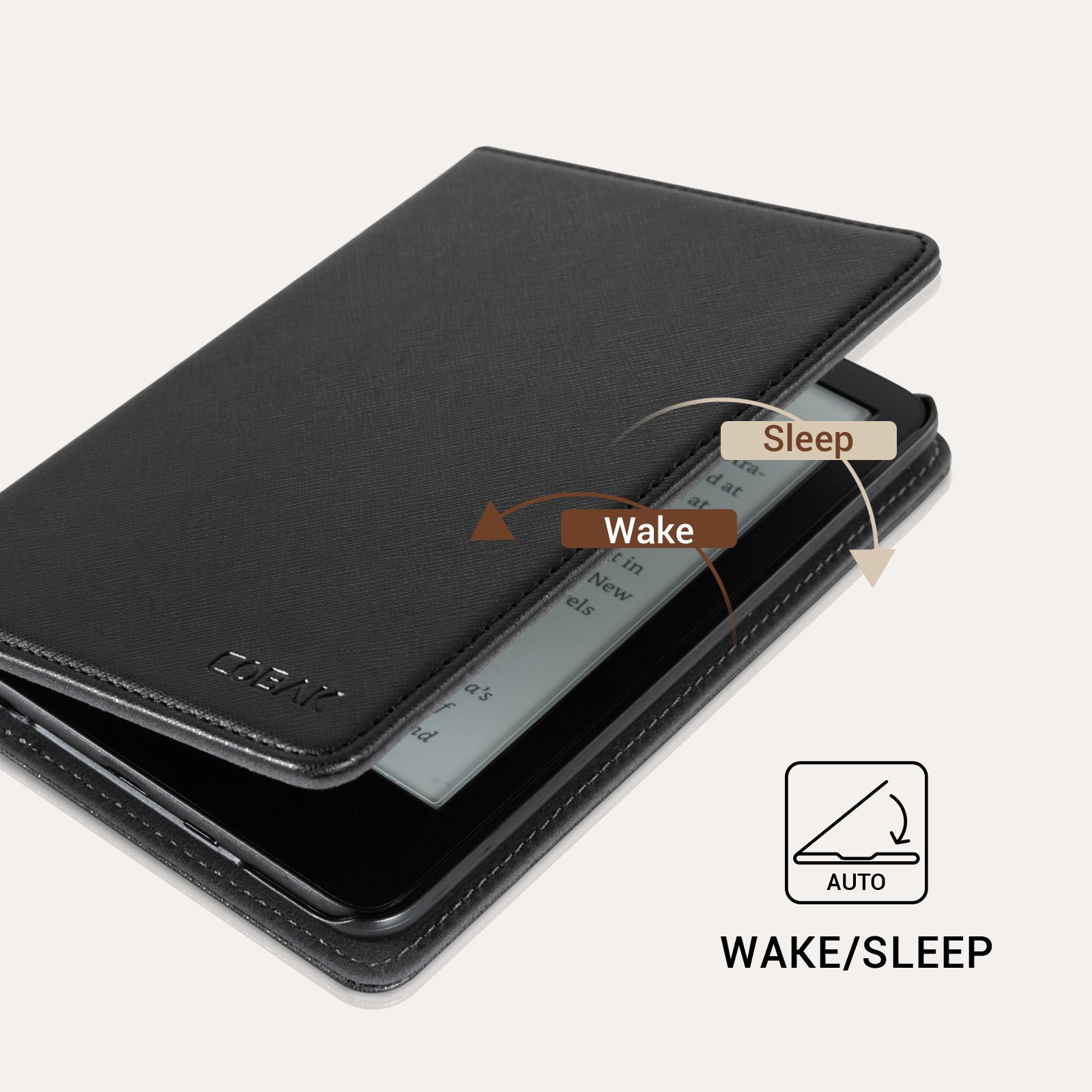 Kindle Basic (2022/2024 6 INCH) Case With Stand#Color_Cross Texture Black