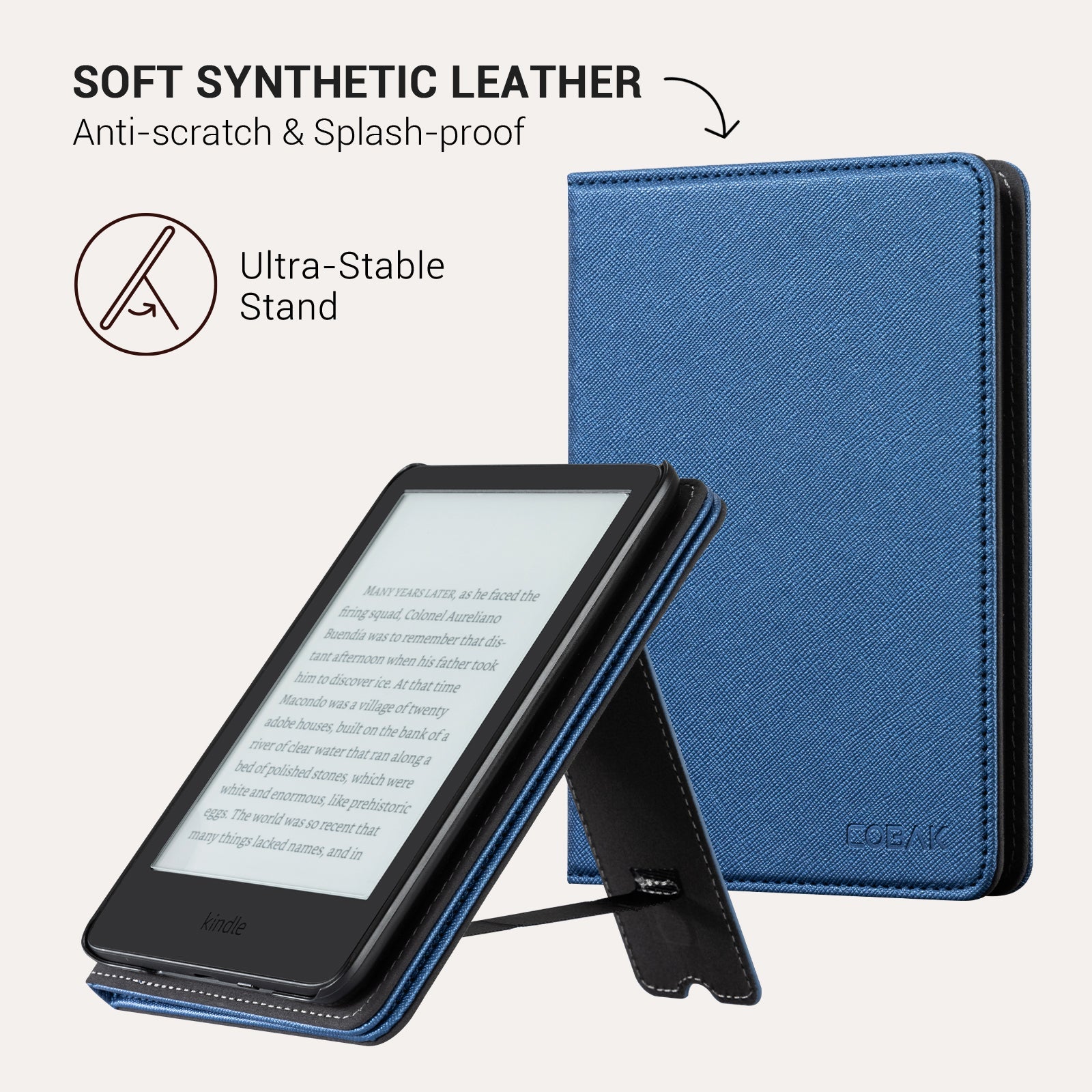 Kindle Basic (2022/2024 6 INCH) Case With Stand#Color_Cross Texture Dark Blue